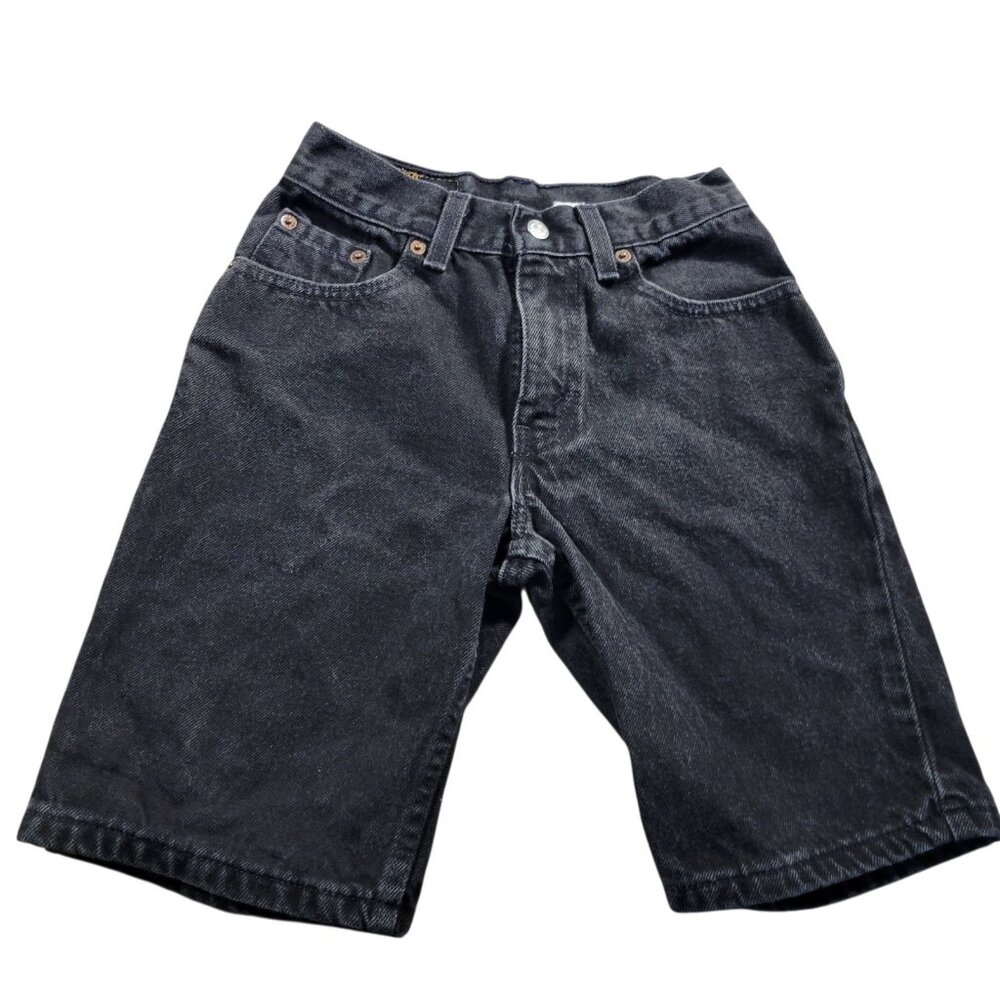 Vintage Levis 550 Denim Jean Shorts Kids Youth 11 Black Relaxed Fit